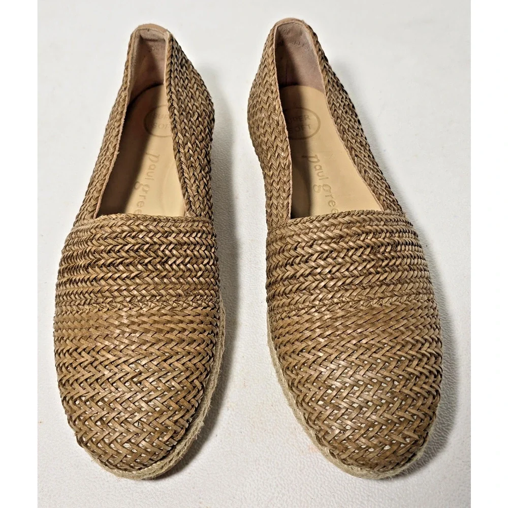 Paul Green Lori Slip On Espadrilles Tan Woven Comfort Shoes Women's US 6/UK 3.5